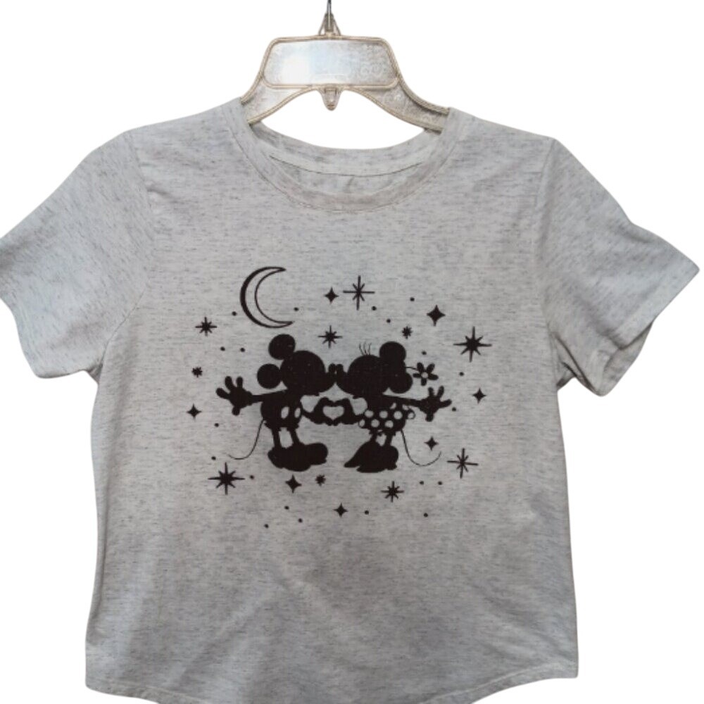 Disney Mickey & Minnie T-Shirt Gray Medium Mad Engine Graphic Tee Wear Med B11